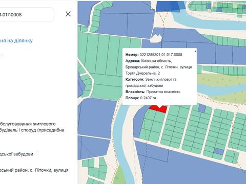 участок по адресу Джерельна