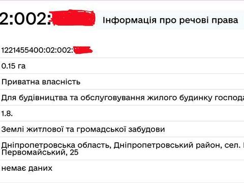 ділянка за адресою провулок Первомайський, 25