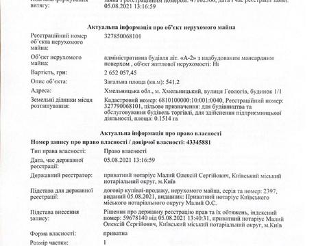 комерційна за адресою Геологів вул., 1/1