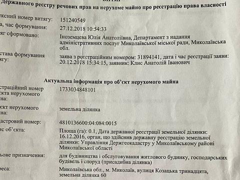 ділянка за адресою Миколаїв, Козацька 13