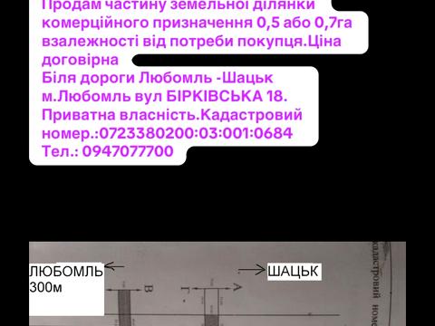 участок по адресу Любомль, Бірківська, 18