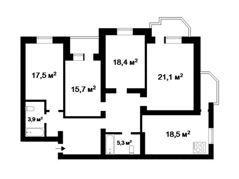 квартира по адресу Анны Ахматовой ул., 3