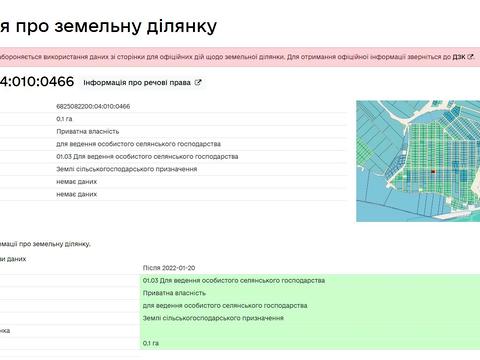 ділянка за адресою біля Царського озера