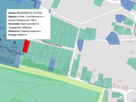 ділянка за адресою Лауреатська вул.