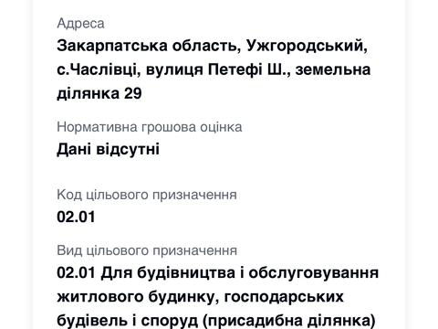 участок по адресу с. Часловцы, Шандора Петефі