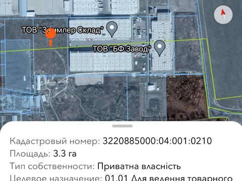 участок по адресу Бориспільська