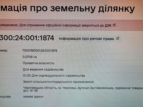 ділянка за адресою Заставнянська вул., 38
