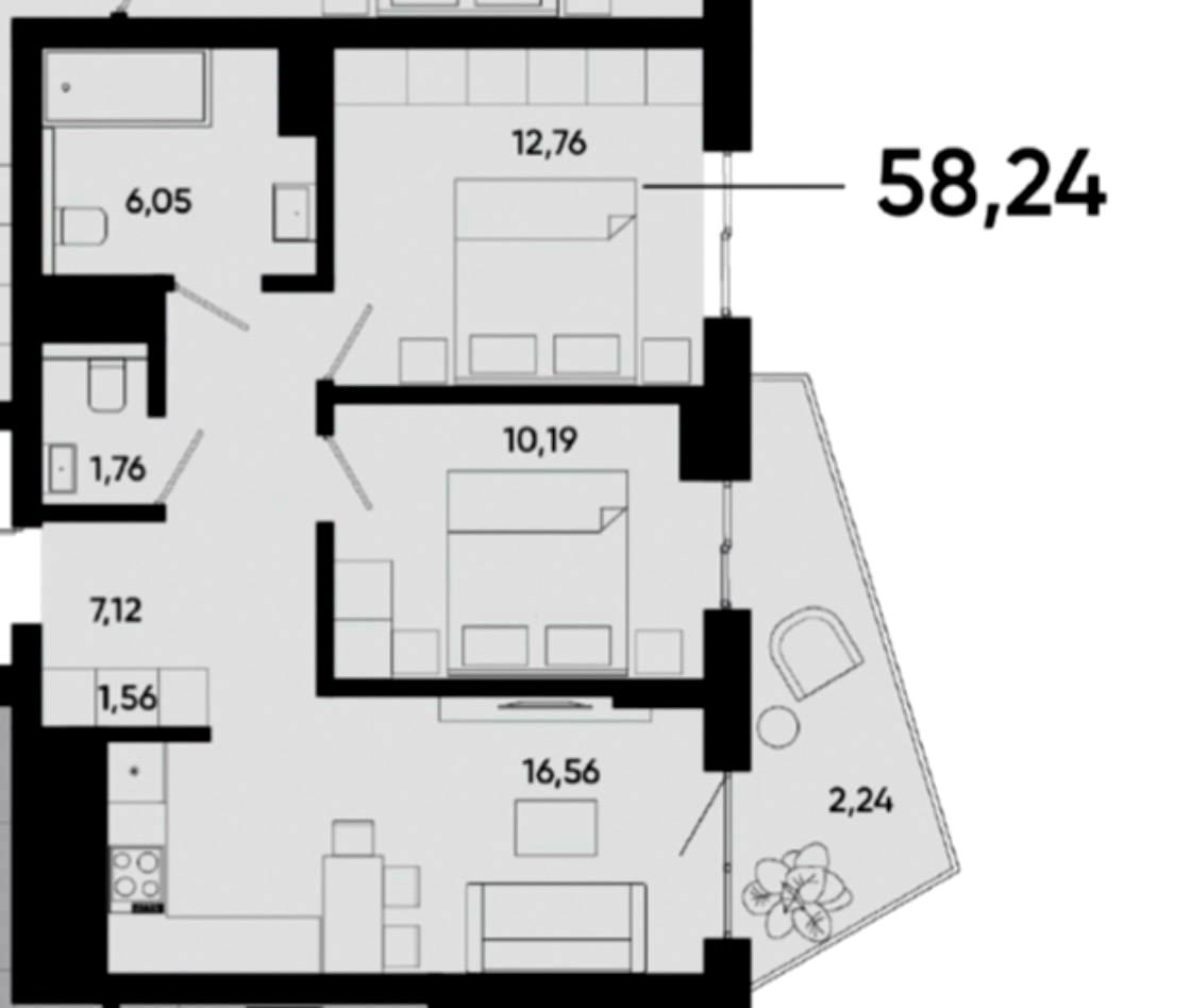 2-rooms apartment apartment by the address st. Malogoloskovskaya ul (area 58,2 m²) - Atlanta.ua - photo 2