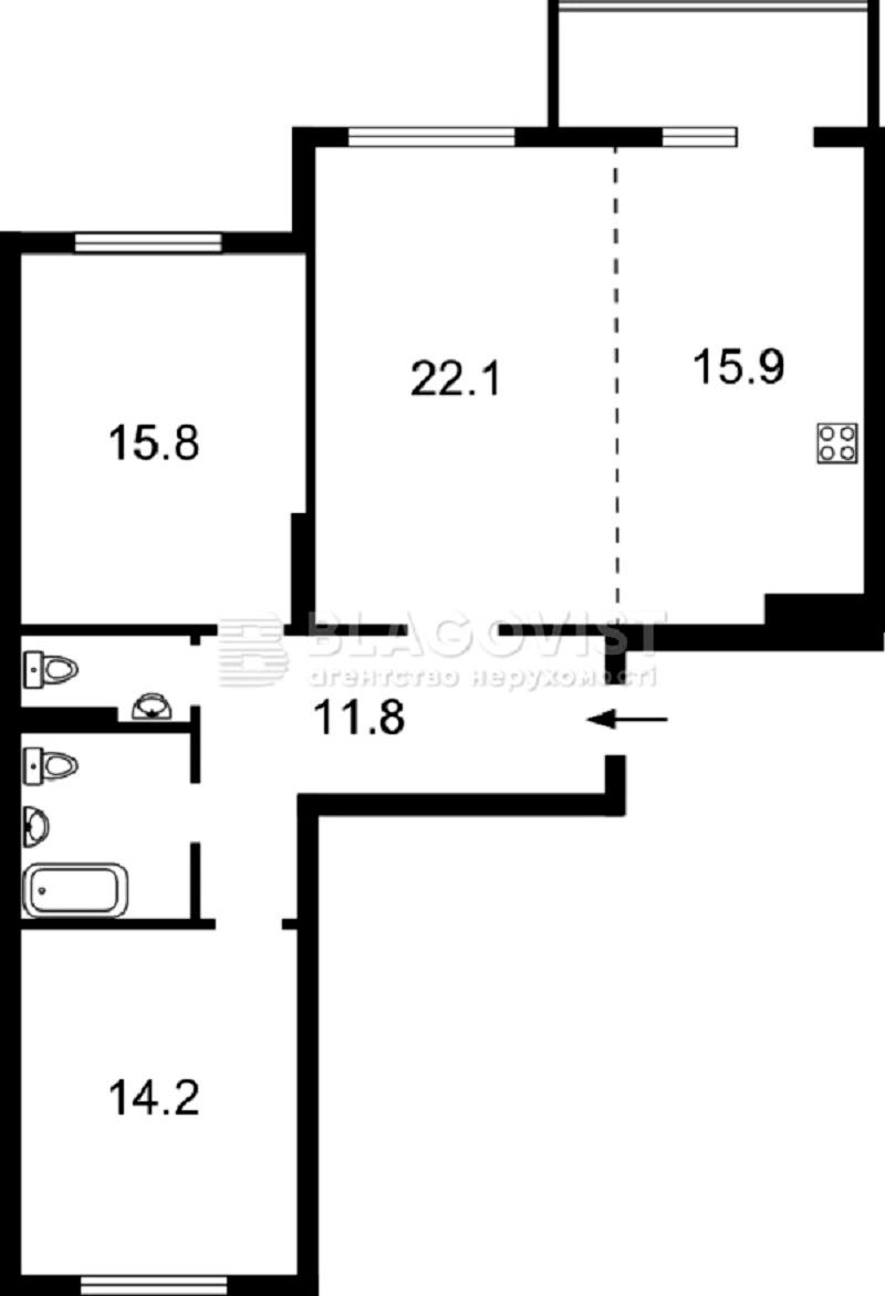 3-комнатная квартира по адресу ул. Воскресенская (площадь 90 м²) - Atlanta.ua - фото 7