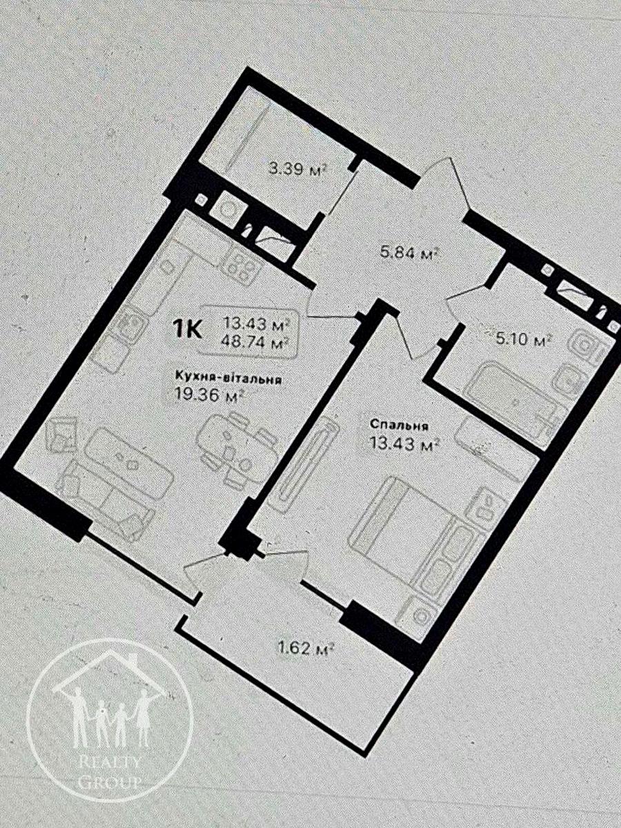 1-комнатная квартира по адресу (площадь 49 м²) - Atlanta.ua - фото 6