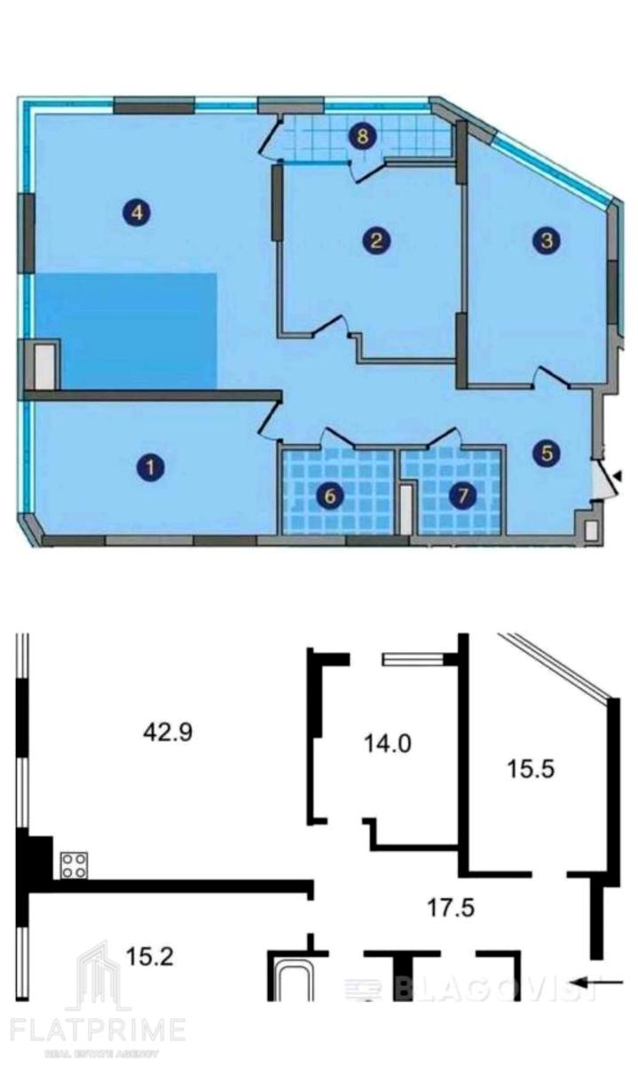 3-кімнатна квартира за адресою (площа 124,7 м²) - Atlanta.ua - фото 2