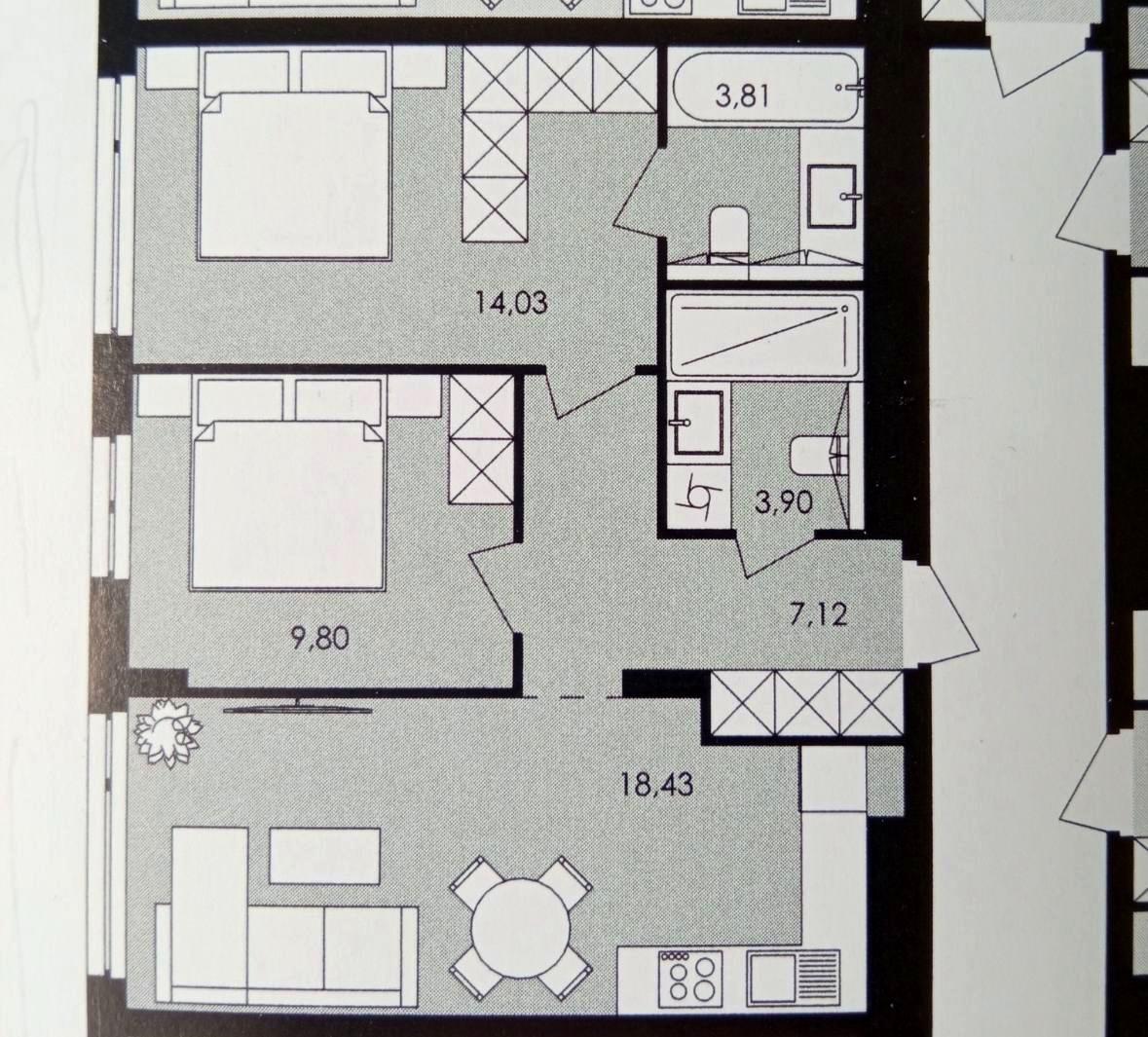 2-комнатная квартира по адресу (площадь 60 м²) - Atlanta.ua - фото 2
