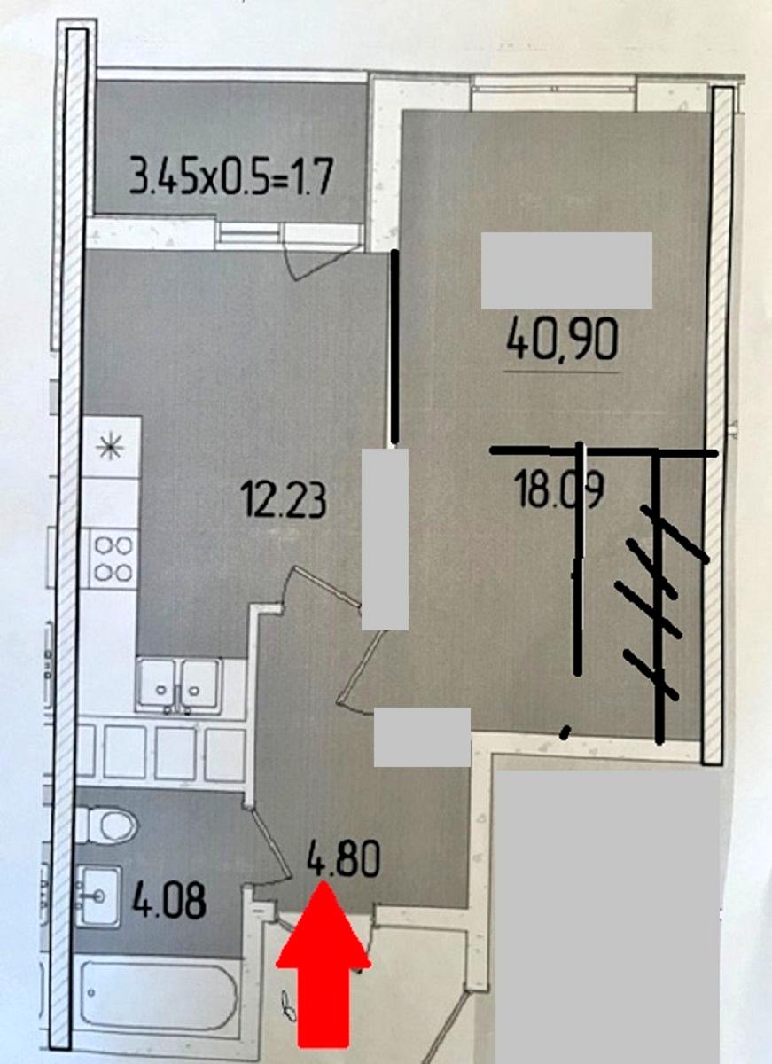 1-комнатная квартира по адресу ул. Краснова (площадь 41 м²) - Atlanta.ua - фото 10