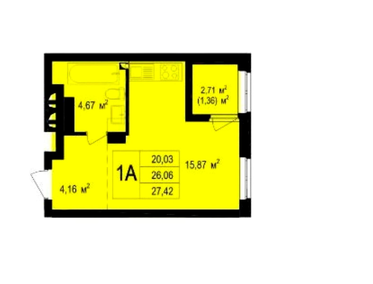 1-room apartment apartment by the address st. Geroiv Krut (area 27,4 m²) - Atlanta.ua - photo 6