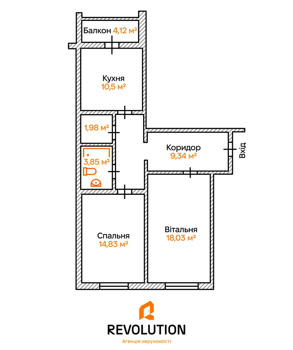 2-кімнатна квартира за адресою (площа 66,4 м²) - Atlanta.ua - фото 2