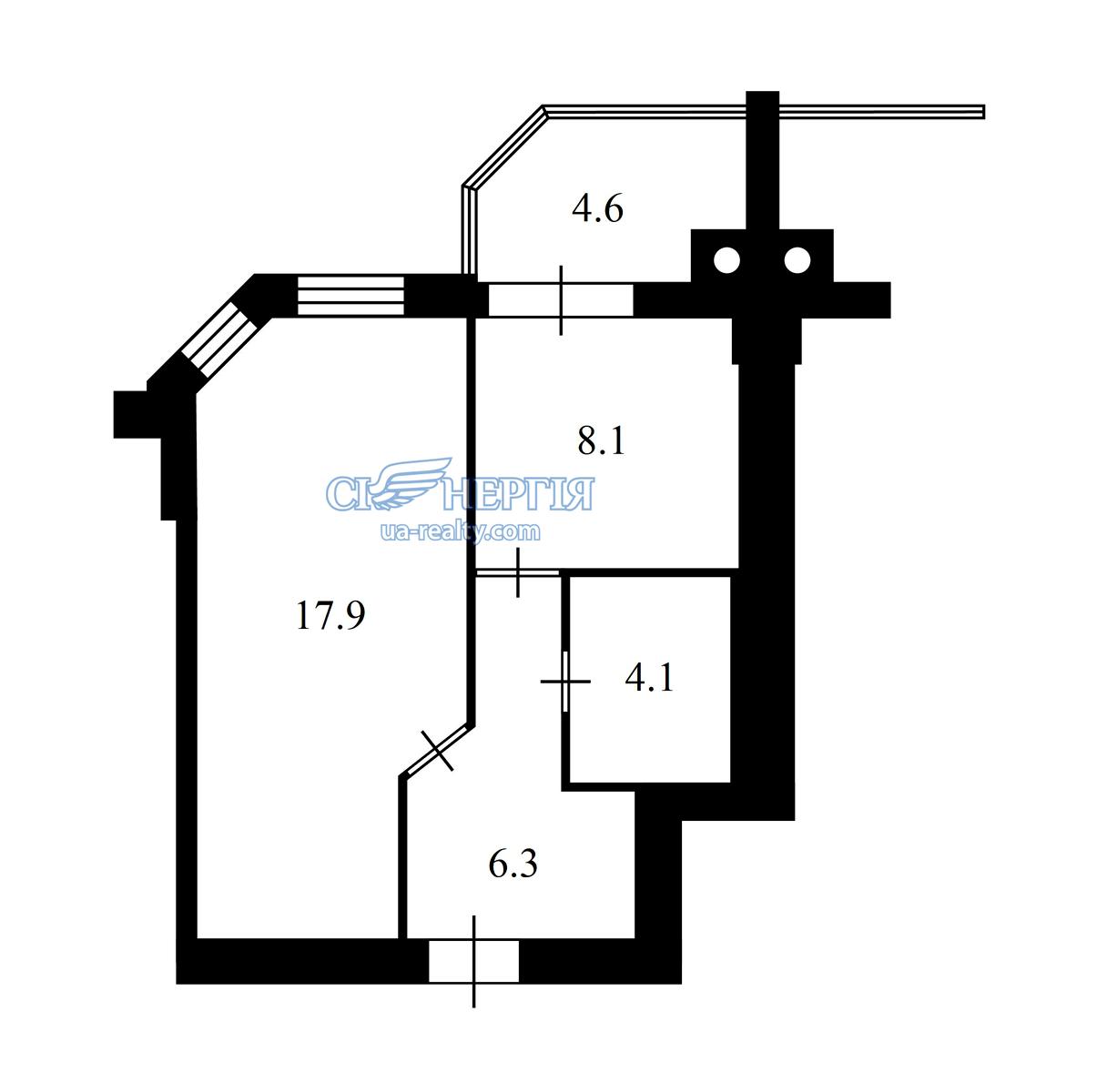 1-кімнатна квартира за адресою вул. Амосова (площа 42,8 м²) - Atlanta.ua - фото 2