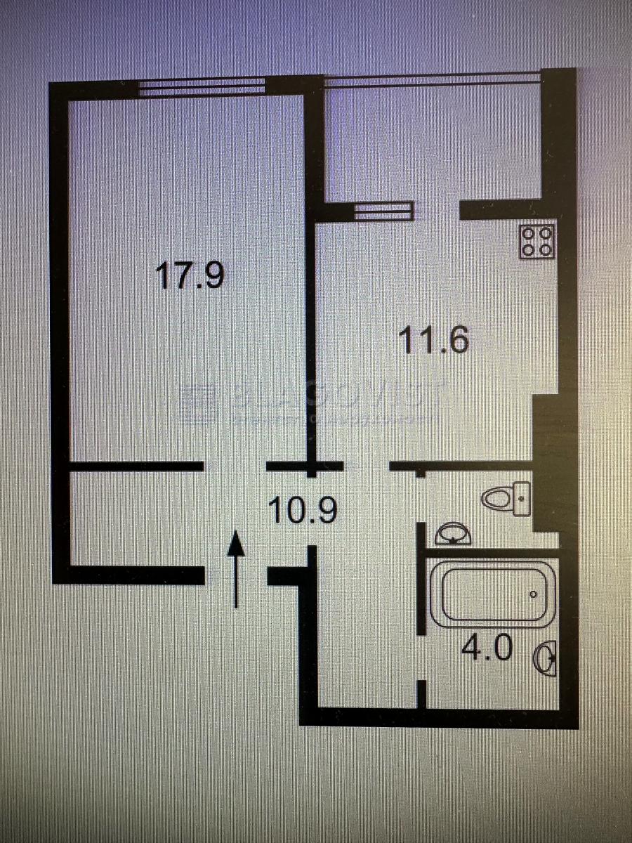 1-комнатная квартира по адресу (площадь 48,7 м²) - Atlanta.ua - фото 11