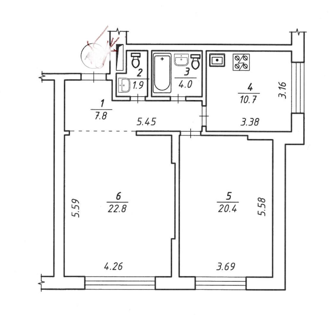 2-кімнатна квартира за адресою (площа 67,6 м²) - Atlanta.ua - фото 4