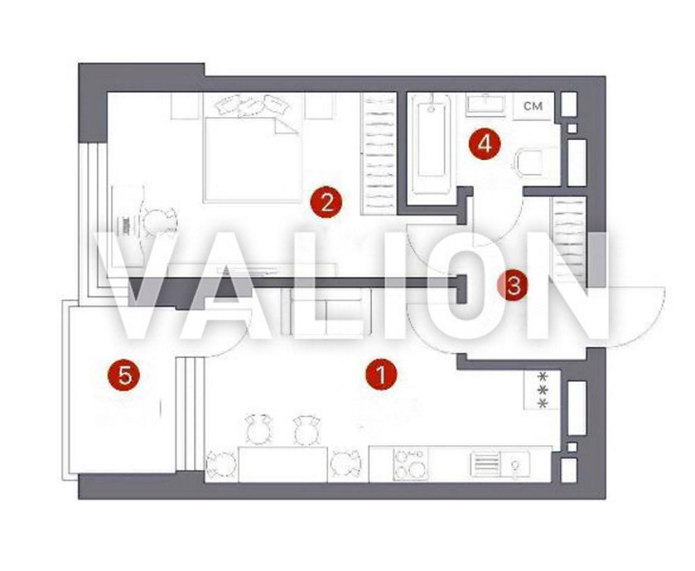 1-кімнатна квартира за адресою вул. Олександра Олеся (площа 46,3 м²) - Atlanta.ua - фото 2