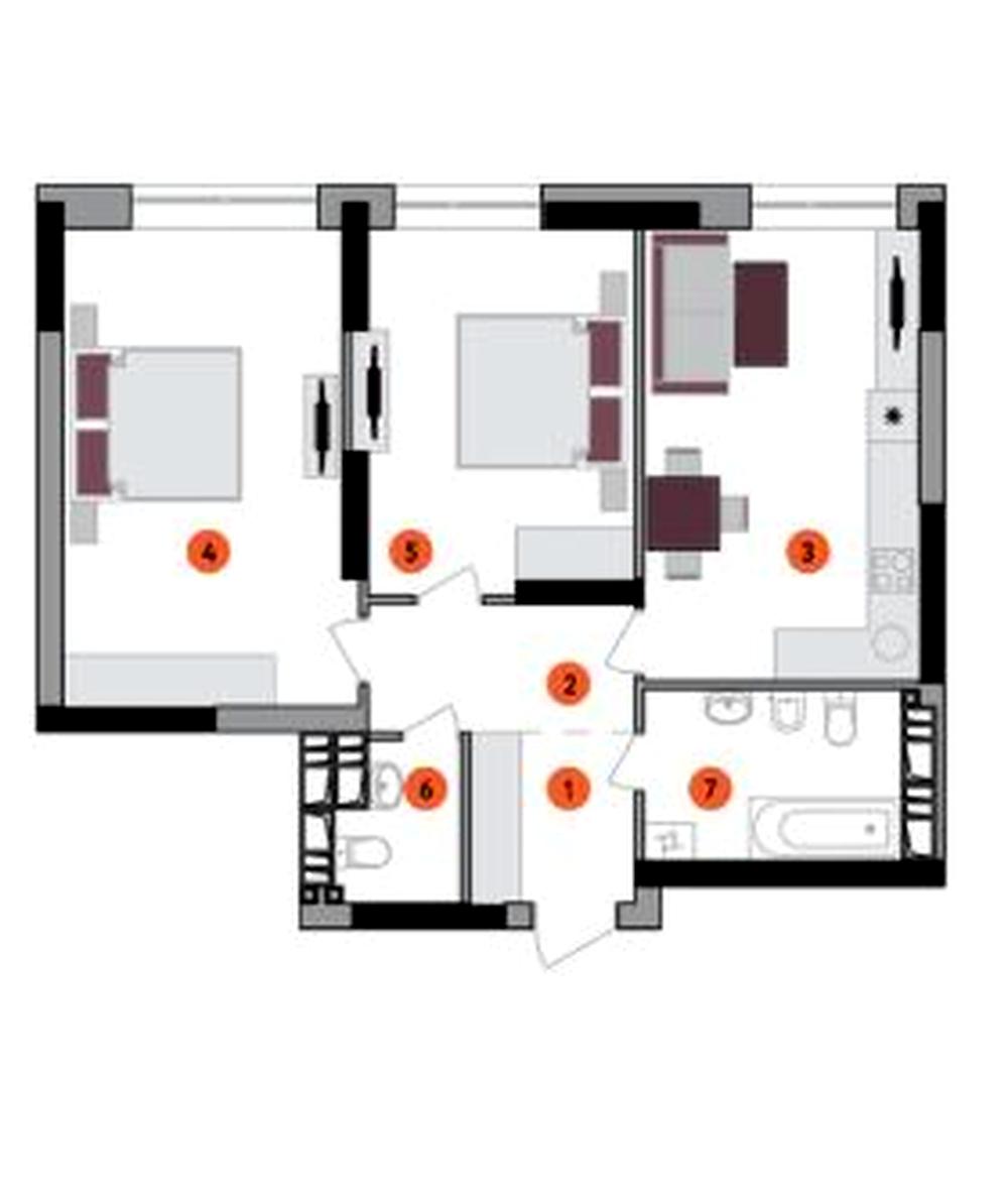 2-rooms apartment apartment by the address st. Ul Moldavskaya (area 66,8 m²) - Atlanta.ua - photo 3