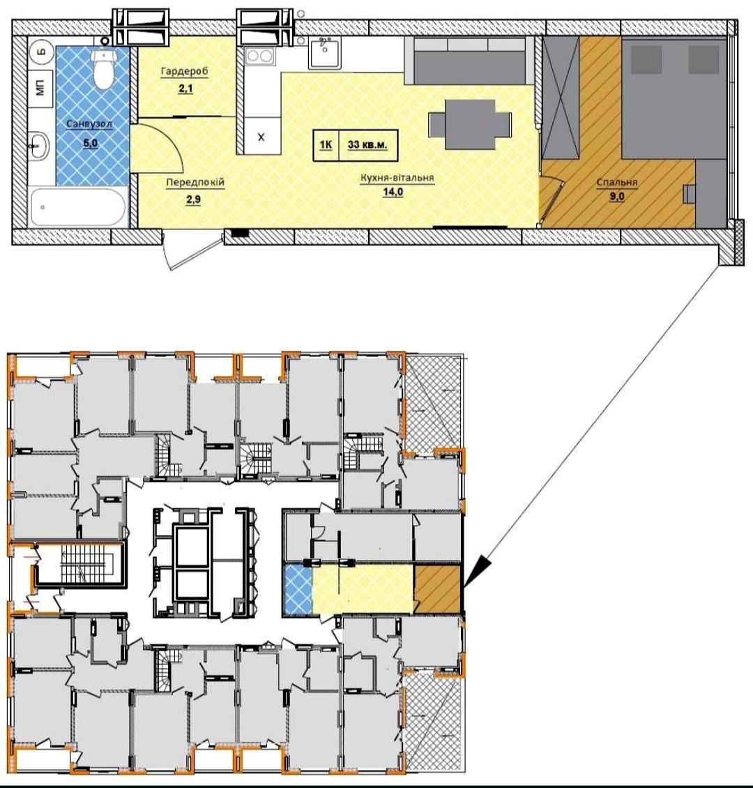 1-кімнатна квартира за адресою вул. Лесі Українки (площа 33 м²) - Atlanta.ua - фото 9