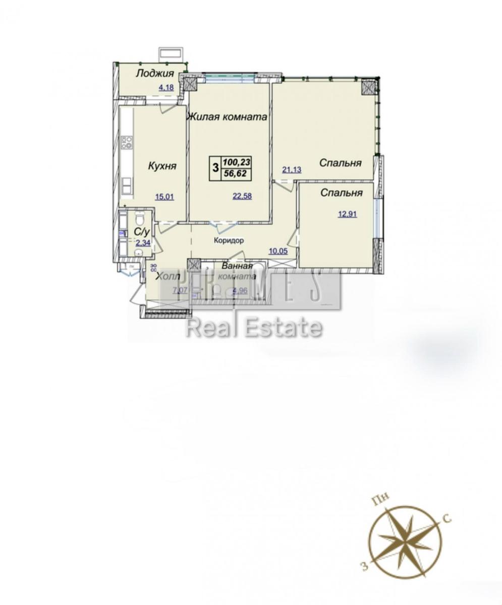 3-кімнатна квартира за адресою вул. Андрія Верхогляда (площа 100 м²) - Atlanta.ua - фото 2