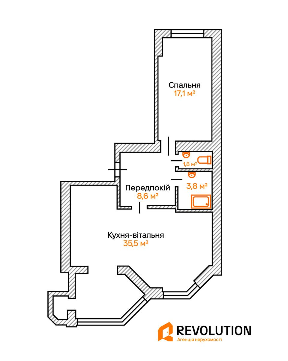 2-комнатная квартира по адресу ул. Зелёная (площадь 66,8 м²) - Atlanta.ua - фото 12