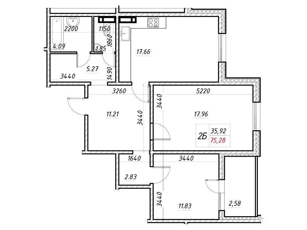 2-кімнатна квартира за адресою пров. Енергетиків (площа 75,3 м²) - Atlanta.ua - фото 9