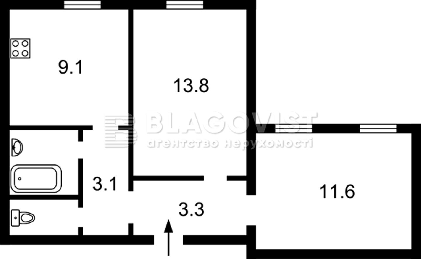 2-кімнатна квартира за адресою (площа 45,6 м²) - Atlanta.ua - фото 2