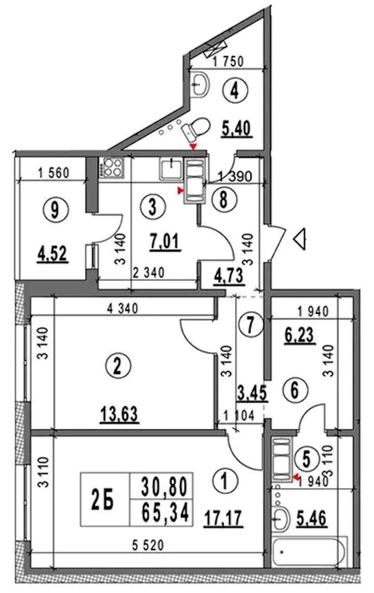 2-кімнатна квартира за адресою вул. Конєва (площа 65 м²) - Atlanta.ua - фото 14