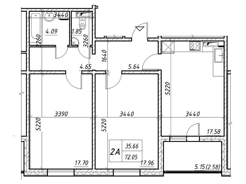 2-комнатная квартира по адресу ул. Николая Закревского (площадь 72,1 м²) - Atlanta.ua - фото 13