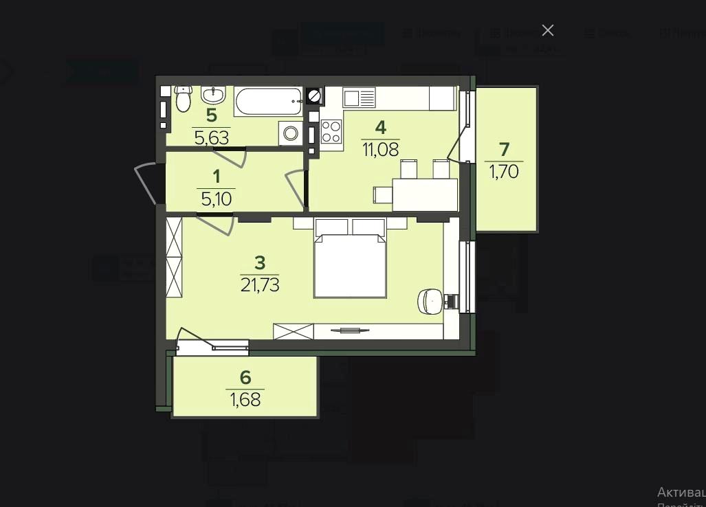 1-кімнатна квартира за адресою вул. Свободи (площа 46,3 м²) - Atlanta.ua - фото 3