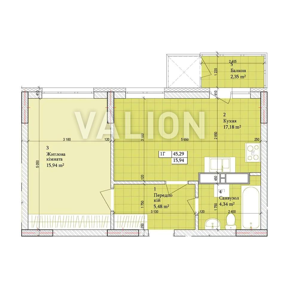 1-кімнатна квартира за адресою вул. Сорюси (площа 44,7 м²) - Atlanta.ua - фото 3