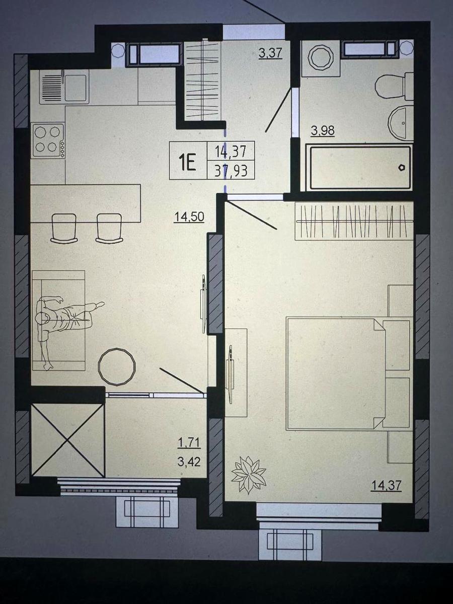 1-комнатная квартира по адресу ул. Николая Хвылевого (площадь 38 м²) - Atlanta.ua - фото 2