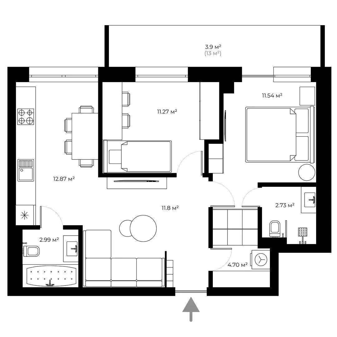 2-комнатная квартира по адресу ул. Богомольця Олександра (площадь 57,2 м²) - Atlanta.ua - фото 9