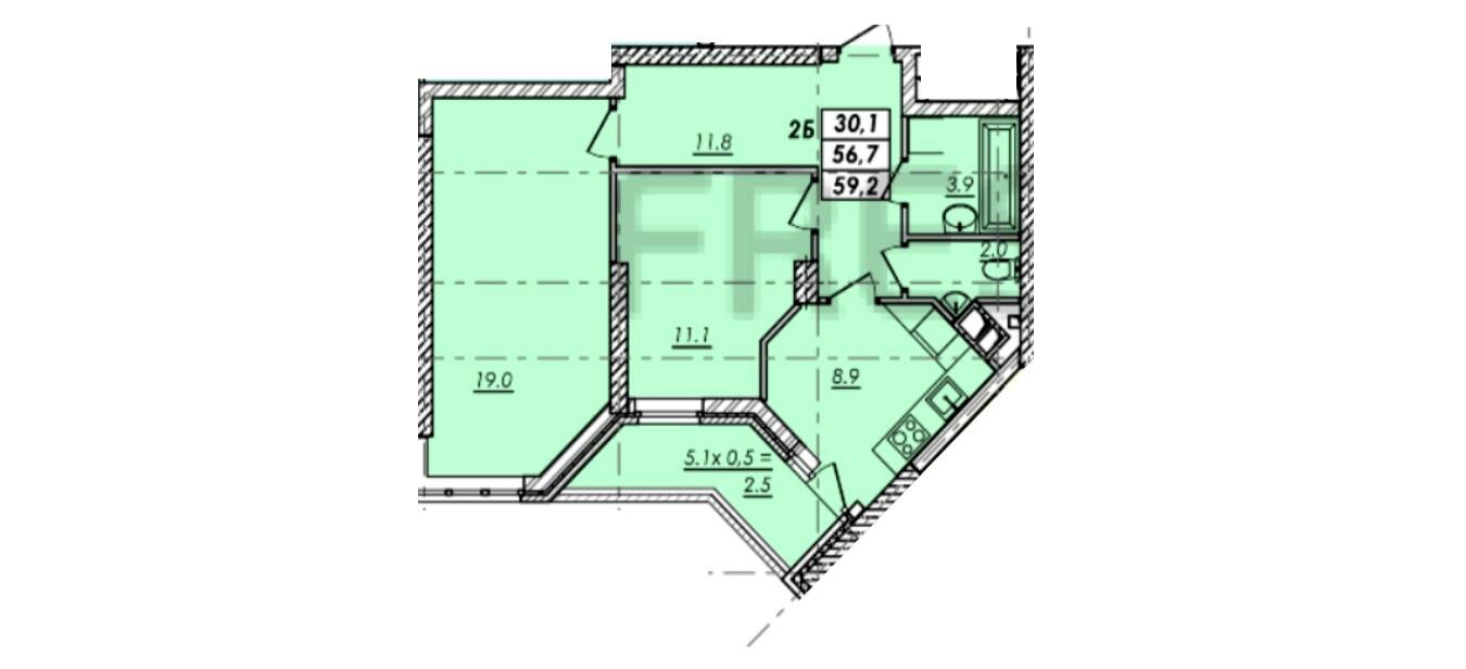 2-комнатная квартира по адресу Овидиопольская дор. (площадь 58 м²) - Atlanta.ua - фото 9