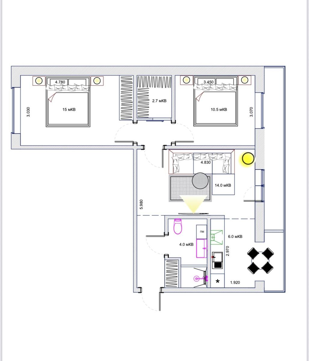3-кімнатна квартира за адресою (площа 62 м²) - Atlanta.ua - фото 4